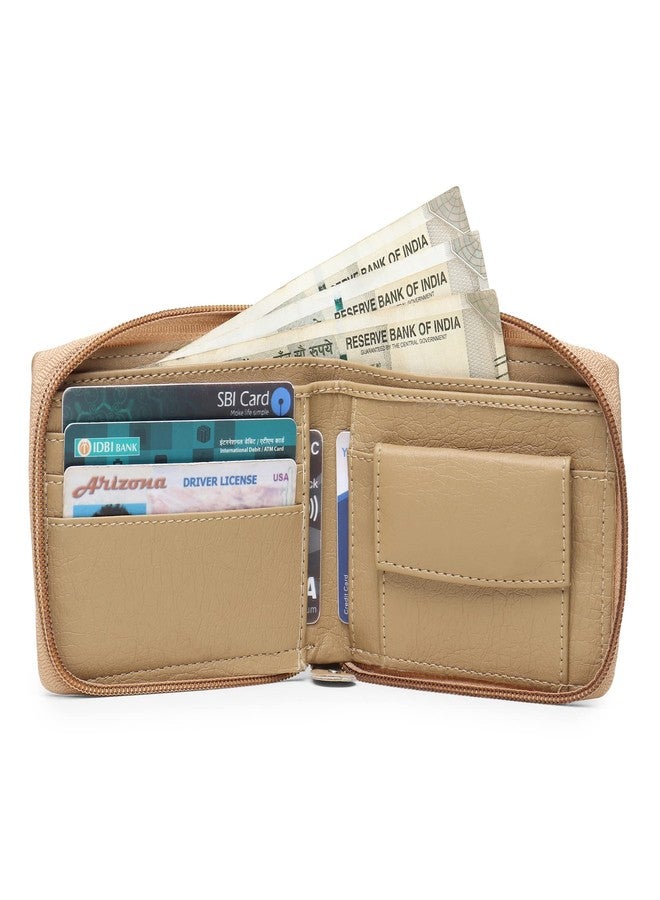 TnW Womens Girls PU Leather Multipurpose Zip Wallet Card Holder Purse Clutch (Beige) - Image 4